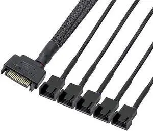 SATA to 3 Pin 4 Pin Fan Sleeved Power Splitter Cable Adapter,15Pin SATA to 5 x TX3 / TX4 (PWM) 12V PC Case Fan Cooler Y Splitter Power Extension Cord - 10 Inch,Black SATA to 3 Pin 4 Pin Fan Sleeved Power Splitter Cable Adapter,15Pin SATA to 5 x TX3 / TX4 (PWM) 12V PC Case Fan Cooler Y Splitter Power Extension Cord - 10 Inch,Black