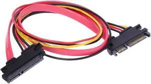SATA 22Pin Power & Data Combo Extension Cable,SATA 7+15 Male to Female Cable-1 Foot