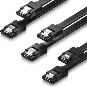 SATA Cable III, 3 Pack SATA Cable III 6Gbps Straight HDD SDD Data Cable with Locking Latch 15.75 Inch Compatible for SATA HDD, SSD, CD Driver, CD Writer - Black SATA Cable III, 3 Pack SATA Cable III 6Gbps Straight HDD SDD Data Cable with Locking Latch 15.75 Inch Compatible for SATA HDD, SSD, CD Driver, CD Writer - Black