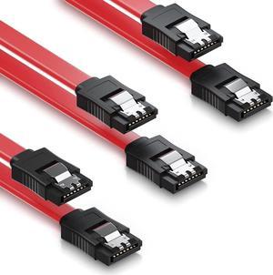 SATA Cable III, 3 Pack SATA Cable III 6Gbps Straight HDD SDD Data Cable with Locking Latch 15.75 Inch Compatible for SATA HDD, SSD, CD Driver, CD Writer - Red
