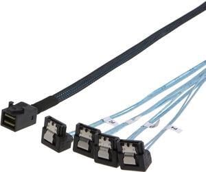 Internal HD Mini SAS (SFF-8643 Host) - 4X SATA (Target) Angle Cable, SFF-8643 for Controller, 4 Sata Connect to Hard Drive, 0.5M / 1.6FT