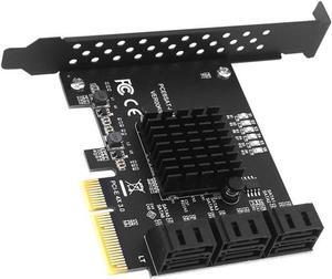 PCIe 4x to SATA Card 6 Ports, 6 Gbps SATA 3.0 PCI-e Card,PCI Express to SATA Controller Expansion Card, SATAIII Non-Raid,with Full Profile & Low Profile Bracket (ASMedia ASM1166 Chipset)