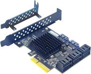 8 Port SATA PCIe Card, 6 Gbps SATA 3.0 to PCI-e X4 Card,PCI Express to SATA Controller Expansion Card, SATAIII Non-Raid,with Full Profile & Low Profile Bracket (ASMedia ASM1166 Chipset)