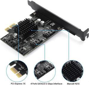 4 Port SATA 3.0 PCIe 3.0 X1 Controller Card,SATAIII 6GbpsPCI Express Expansion Card, Support SSD/HDD as System Boot Disk,Marvell 88SE9215,Non-Raid,Black