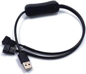 1 To 2 4Pin USB Cable 12V To 5V Computer Case Fan Power Supply Fan Adapter Cable with 501 on Off Switch