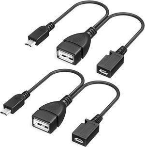 USB OTG Adapter,2-in-1 Micro USB to Type A Female OTG Cord w/ External Micor-B Power Charging Port Y Splitter for Fire Stick,Android,2.5" SSD - 8 Inches,2 Pack