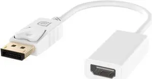 Gold Plated DisplayPort to HDMI-compatible Passive Converter - DP to HDMI-compatible Adapter - 1920x1080p - White