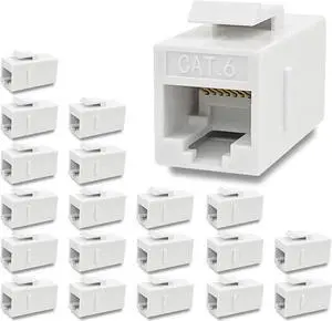 RJ45 Coupler, 20 Pack Ethernet Coupler, RJ45 Keystone Jack Cat6 Coupler Female to Female CAT 6 Ethernet Network Coupler White