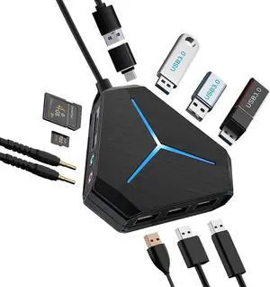 10-Port USB Hub 3.0/2.0, USB C Hub with 3.2ft/1m Long Cord, SD/TF Card Reader, USB Splitter for Laptop, Keyboard, Mouse, Mac, PC, Ipad Pro, Surface Pro and USB C Devices 10-Port USB Hub 3.0/2.0, USB C Hub with 3.2ft/1m Long Cord, SD/TF Card Reader, USB Splitter for Laptop, Keyboard, Mouse, Mac, PC, Ipad Pro, Surface Pro and USB C Devices