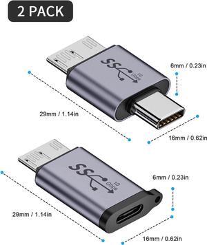 USB C to Micro B Adapter (2 Styles), USB C to Micro B Male & Female Adapter, 10Gbps Hard Drive Data Charging Adapter for External Hard Drives Cable