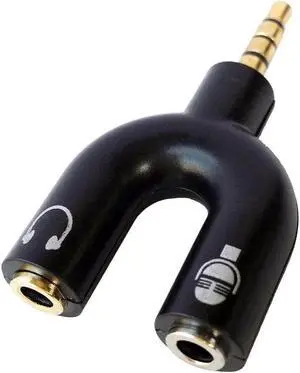 3.5mm Male to 2 Female Headphone Mic Audio Y Splitter Adapter with Separate Headphone/Microphone Plugs