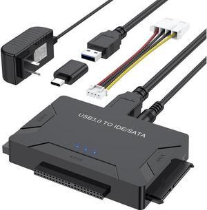 Hard Drive Reader IDE SATA to USB 3.0 Adapter, USB + Type C External Hard Drive Data Ultra Recovery Converter Kit with Power for 2.5 3.5 HDD ssd Disk 5.25 Inch DVD/CD-ROM Optical Drive