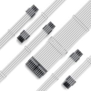PSU Extension Cable Kit Custom Sleeved Power Supply Cable Mod for PC Build 18AWG 24Pin ATX /8 (4+4) Pin EPS CPU Cable /8 (6+2) Pin PCI-E GPU PSU Cables 6PCS with Cable Comes White