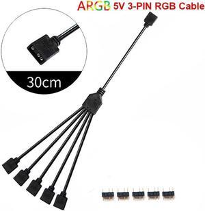 2 Pack 1-to-5 3 Pins Addressable RGB Splitter Y Cable,LED Strip RGB Case Fans 5 Way RGB Hub Compatible with ASUS Aura Sync / Gigabyte RGB Fusion / MSI Mystic Light and w/ 5V 3pin RGB Header- 1 Foot