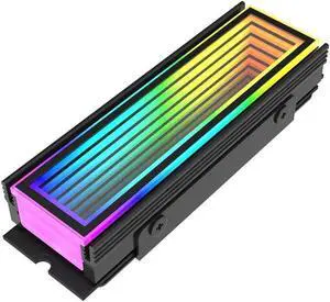 M.2 2280 ARGB Hard Drive Heatsink Cooling M2.2280 SSD Cooler 5V 3Pin Addressable RGB Sync Multi Mainboard Efficient Heat Dissipation SSD Radiator with Thermal Pad (Black)