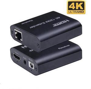 4K 394ft HDMI Extender Over Cat5e / Cat6 / Cat7 Ethernet Cable with Loop-Out, Audio