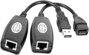 Cable Computer RJ45 Cable USB Extension Extender Adapter Up To 150ft Using CAT5 RJ45 LAN Cable