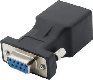 DB9 RS232 Female Port to RJ45 Female Connector Card DB9 Serial Port Extender to LAN CAT5 CAT6 RJ45 Network Ethernet Cable Adapter