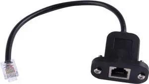 RJ12 6p6c Female to Male Telephone Panel Mount LAN Network Ethernet Extension Cable 15cm