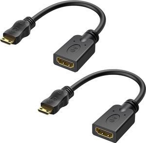 2-Pack Mini HDMI to HDMI Adapter (HDMI to Mini HDMI Adapter) 6 Inches with 4K and HDR Support for Raspberry Pi Zero and More