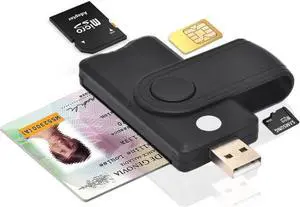 USB 2.0 All-in-One Smart Card Reader SIM SD TF ID IC Smart Card Reader External Card Reader Connector Adapter