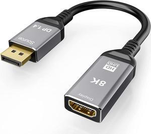 DisplayPort 1.4 to HDMI 2.1 Ultra HD 8K Male to Female Cable 0.25m Converter 8K@60Hz 4K@120Hz Directional Compatible with DisplayPort PC and HDMI Displays Tvs