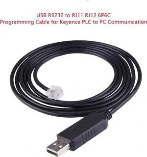 USB RS232 to RJ11 RJ12 6P6C Programming Cable for Keyence PLC to PC Communication, FTDI Chip Built-in