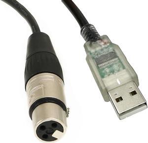 USB to DMX Interface Adapter LED DMX512 Studio Computer PC Stage Lighting Controller Dimmer FTDI RS485 3PIN XLR Serial Converter Cord,9.8ft