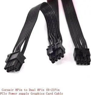 8Pin to Dual 8pin 6+2pin PCIe Power supply Cable Graphics Card GPU Cable for CX-M Series CX850M CX750M CX600M CX500M CX430M AXi Series AX1500i AX1200i AX860i AX760i AX Series AX860