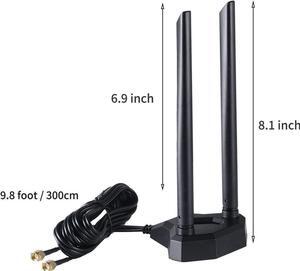 Dual Band WiFi 2.4GHz 5GHz 5.8GHz RP-SMA Male WiFi Antenna with Magnetic Base for PC Desktop Computer PCI-E WiFi Network Card USB WiFi Adapter Bluetooth Card Wireless Router