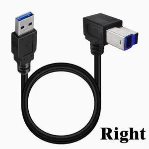 USB3.0 square port data cable A Revolution B male 90 degrees up and down left and right elbow hard disk box printer cable 0.5m Right Angle