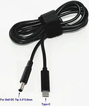 USB-C Type C to 4.5mm 3.0mm (Black Tip) Charging Power Cable for D,ell 65W 4.5mm*3.0mm DC Tip Laptops