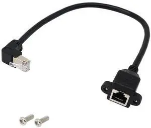 RJ45 Ethernet Adapter Cable 90 Degree Downward Male to Famale Ethernet Switch Adapter Cable for CAT 5/CAT 6 LAN Ethernet Socket Connector Adapter Cat5 Cat6 Cable(Downward)