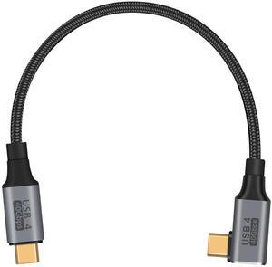 Right Angle USB C Cable 100W, 1 feet USB C to USB C Cable Short, USB C Short Cable 40Gbps, Right Angle USB 4 Cable Support 8K@60Hz Video for Thunderbolt 4, MacBook Pro/Air.