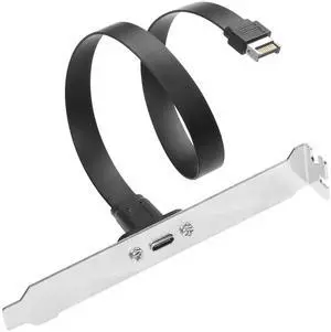 USB 3.1 Front Panel Header Type-C Extension Cable with Panel Mount Screw 10 Gbps Type-E 20Pin Male to USB-C Female Adapter Cable with Full Height Bracket,30cm/11.8inch