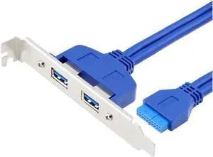 50cm Internal 2Pin USB 3.0 Female Mount Panel to Motherboard 20pin Cable with PCI Bracket