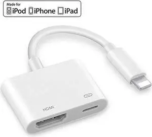 MFI Certified Lightning to HDMI Adapter, Plug and Play 1080P Audio AV Connector, Compatible with TV Projector to lightning Digital AV Adapter, Compatible with iPhone Xr/Xs/Xs Max/X 8 7 6