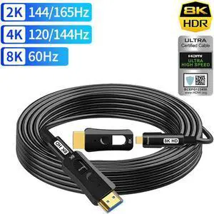 8K Fiber Optic HDMI Cable In-Wall 33ft, Fiber HDMI 2.1 Cable Micro-HDMI HDMI-compatible Supports 8K@60Hz, 4K@120Hz, 48Gbps, eARC, HDR10, 4:4:4 Compatible with Apple TV / PS5 / RTX 3090/3080 and More