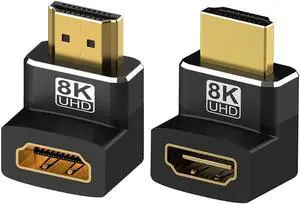 2-Pack HDMI Male to Female Port Saver 90° 270° Degree HDMI to HDMI Coupler, HDMI Port Saver Upward, HDMI 2.1 8K 3D HDMI Adapter for TV, Monitors, Projector, Xbox, PS4, Firestick, HDTV, Laptop 2-Pack HDMI Male to Female Port Saver 90° 270° Degree HDMI to HDMI Coupler, HDMI Port Saver Upward, HDMI 2.1 8K 3D HDMI Adapter for TV, Monitors, Projector, Xbox, PS4, Firestick, HDTV, Laptop