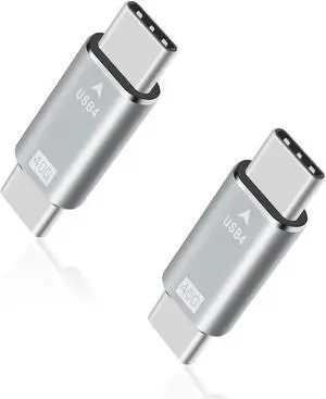 USB C Male to Male Adapter, USB C Coupler, 40Gbps,100W PD, 8K@60Hz for Thunderbolt 2/3, MacBook Pro/Air, Laptop, Phones (2 Pack)