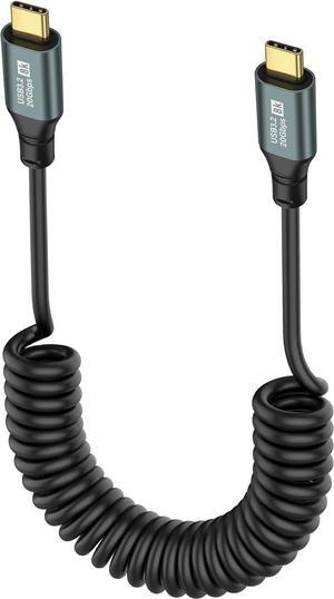 Coiled USB C to USB C Cable USB 3.2 Type C 20Gbps PD 100W 8K@60Hz Fast Charging Data Cable for Phone, Tablet and Other USB Devices C-1.8M