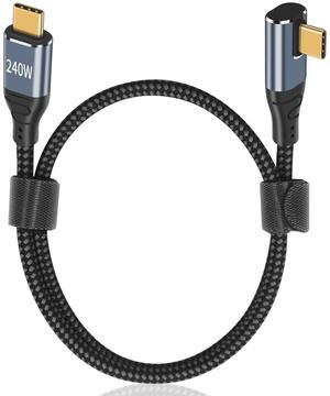 USB C Cable Right Angle Short, 10 ft 240W USB C to USB C Cable, 90 Degree USB C Charger Cable Fast Charging Type C to Type C Cable Compatible with MacBook & iPad Pro & Samsung