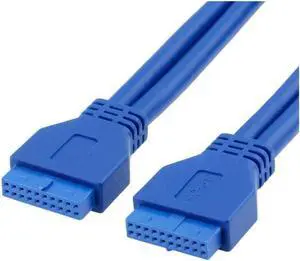 Motherboard USB 3.0 Header 19Pin Female to Female Extension Cable Blue 50cm