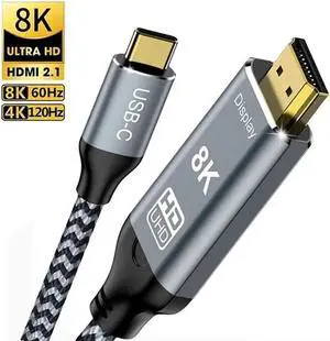USB C to HDMI Cable for Home Office 3.3ft, Type C to HDMI Adapter Cable 8K 60Hz for MacBook Pro 2020, iPad Pro 2020, Samsung Galaxy S20/ S10, Dell XPS 13/15, and More [Thunderbolt 3/4 Compatible]