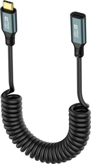 Coiled USB C to USB C Cable USB 3.2 Type C 20Gbps PD 100W 8K@60Hz Fast Charging Data Cable for Phone, Tablet and Other USB Devices C-1.8M