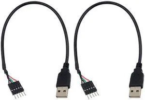 USB to USB Motherboard Header Cable, USB 2.0 Type A Male to 5 Pin Male Header Dupont Cable Cord 30CM/12IN (2 Pack)