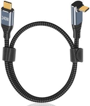 USB C 90 Degree Cable 10 ft, 240W Fast Charging PD 3.1 Type C to Type C Cable Short Braided 3A 90 Degree Up Down Angle USB C Cable for iPad Pro Galaxy Air MacBook