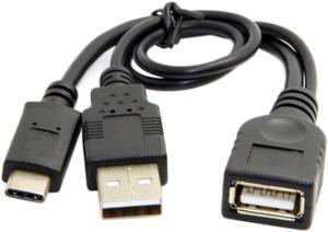USB 2.0 Female OTG to USB-C Type-C USB 3.1 Data Cable with Power for Cell Phone & Laptop Pro