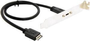 Motherboard USB 3.1 Header Male to USB-C Type-C Female Extension Cable 50cm with Back Panel Mount Bracket