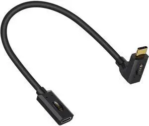 240W USB C Extension Cable 1ft, 40Gbps USB Type C Extension Cable Short, 90 Degree USB 4 Extension Cable with 8K Video, Up&Down Type C Extender Cord for Thunderbolt 4 and Laptop